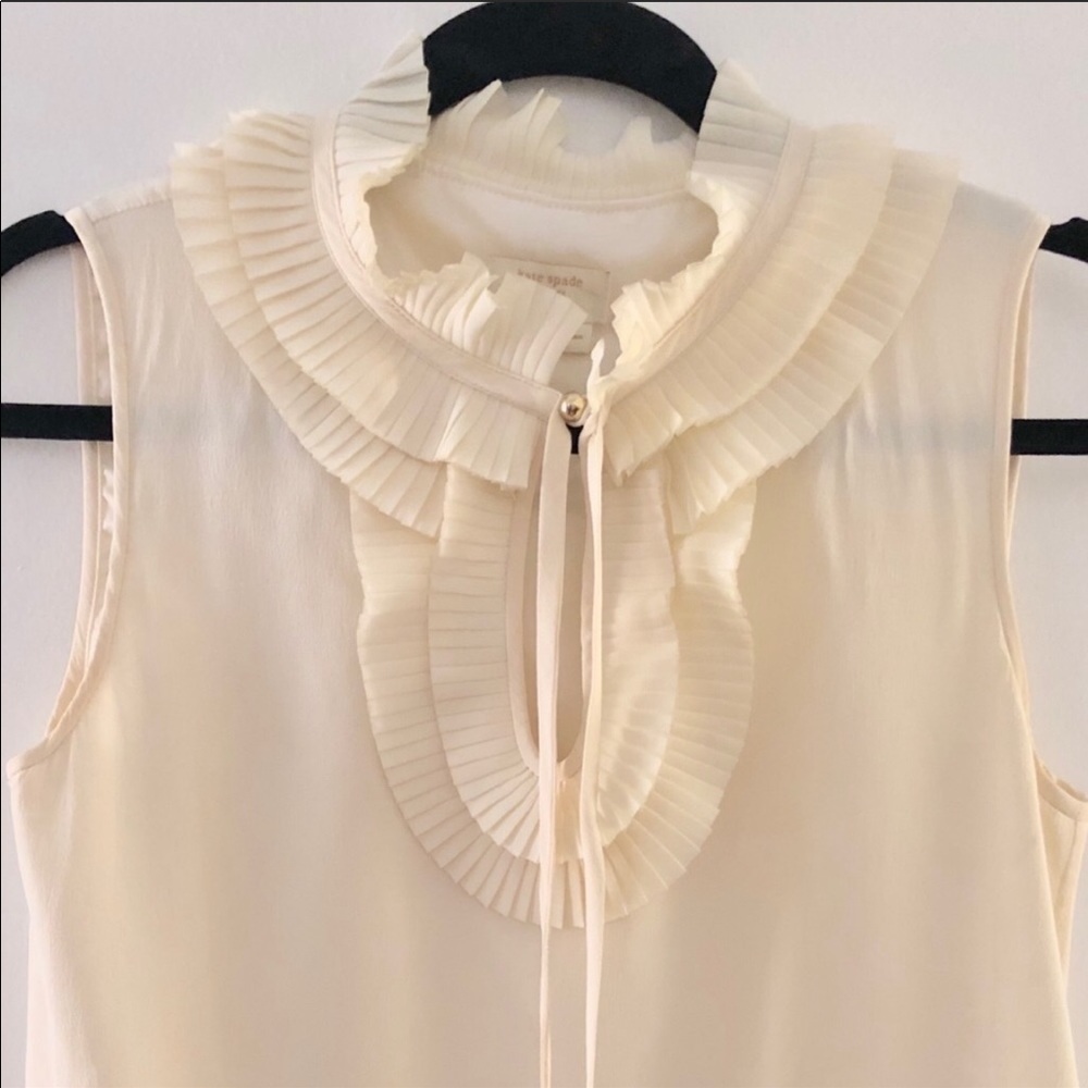 Kate spade pleated collar bow tie neck blouse top - Picture 4 of 4